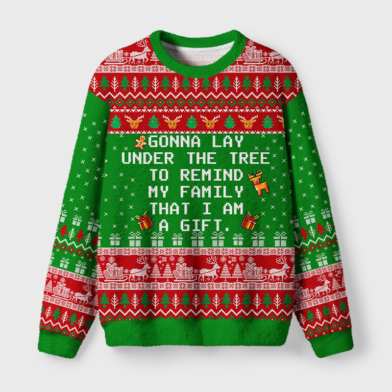 Tokyo-Tiger I Am The Gift Fuzzy Christmas Ugly Sweatshirt