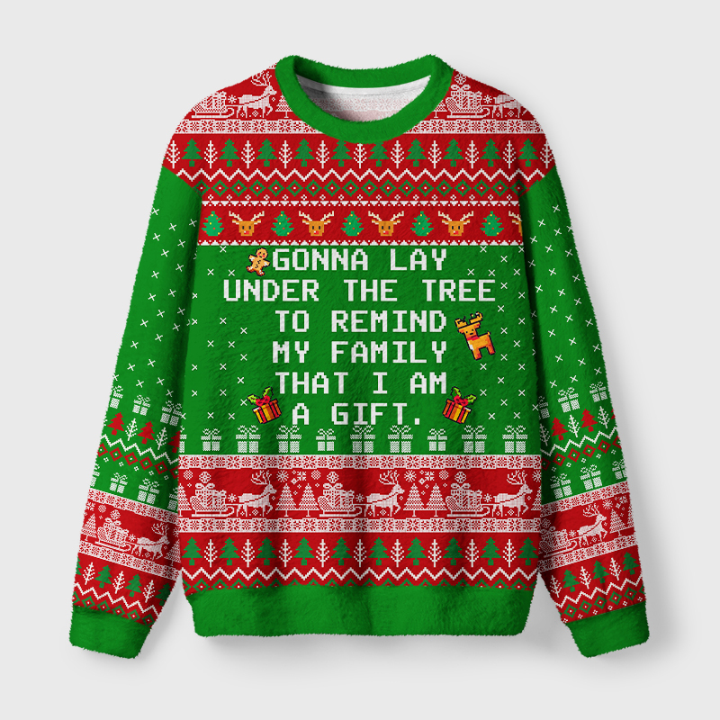 Tokyo-Tiger I Am The Gift Fuzzy Christmas Ugly Sweatshirt