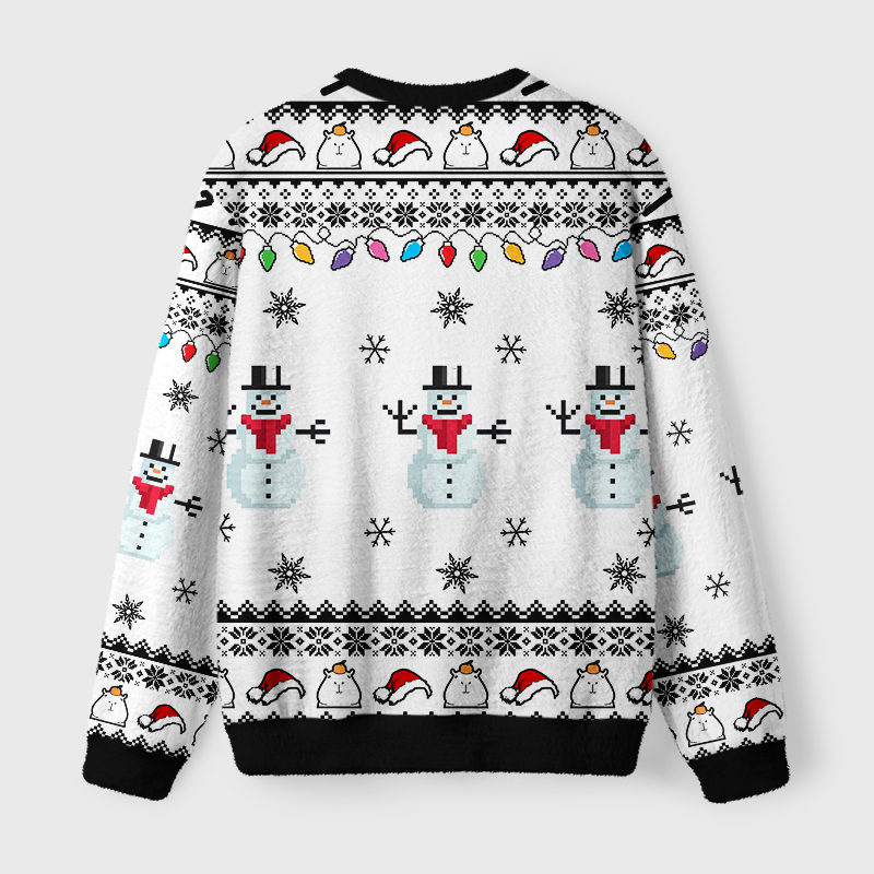 Tokyo-Tiger Capybara Smoking Fuzzy Christmas Ugly Sweatshirt