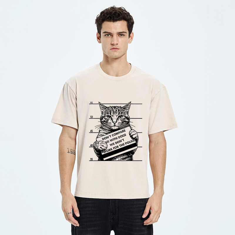 Tokyo-Tiger Funny Cat Vs Dog Joke Washed T-Shirt