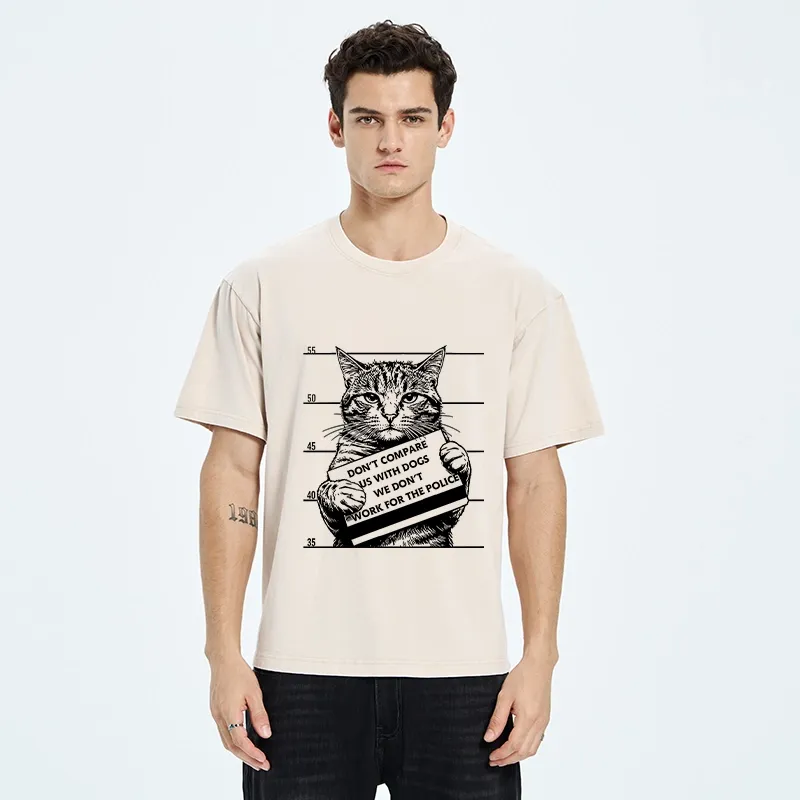Tokyo-Tiger Funny Cat Vs Dog Joke Washed T-Shirt