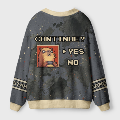 Tokyo-Tiger "BRUH" Capy Gamer Ugly Cardigan Sweater