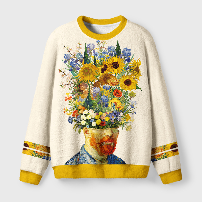 Tokyo-Tiger Floral Van Gogh Fuzzy Christmas Ugly Sweatshirt