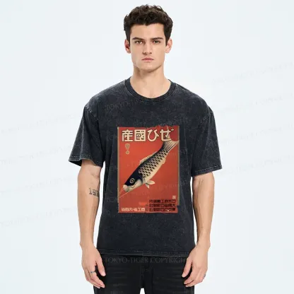 Tokyo-Tiger Japanese Carp Streamer Washed T-Shirt