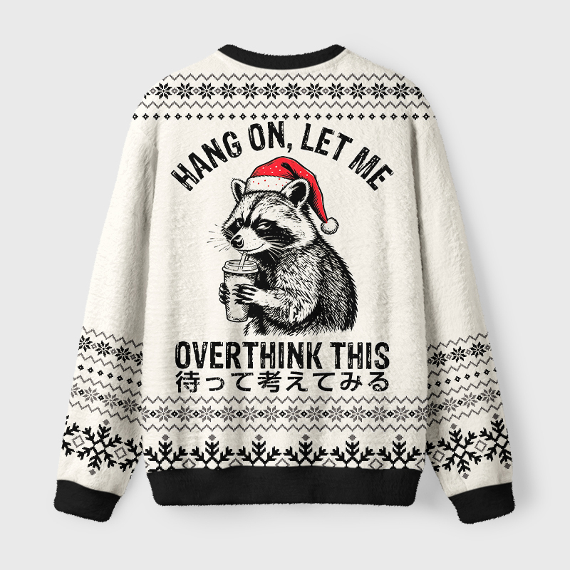 Tokyo-Tiger Overthink Raccoon Fuzzy Christmas Ugly Sweatshirt