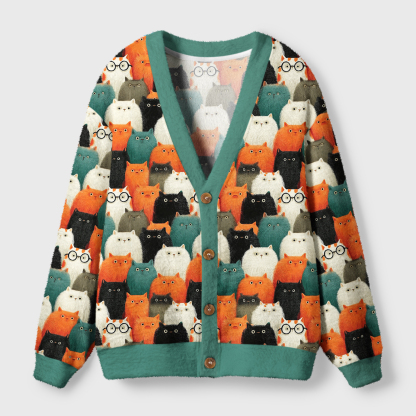 Tokyo-Tiger Various Cats Are Watching You Ugly Cardigan Sweater