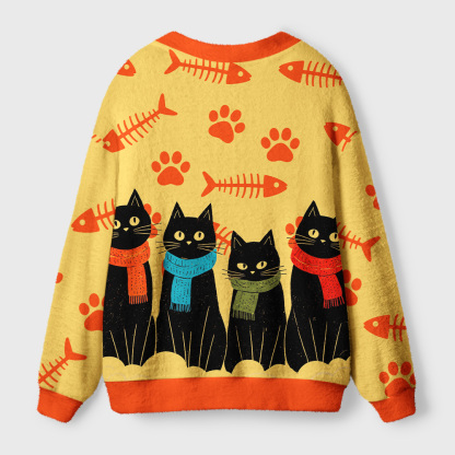 Tokyo-Tiger Cute Scarf Cat Ugly Cardigan Sweater