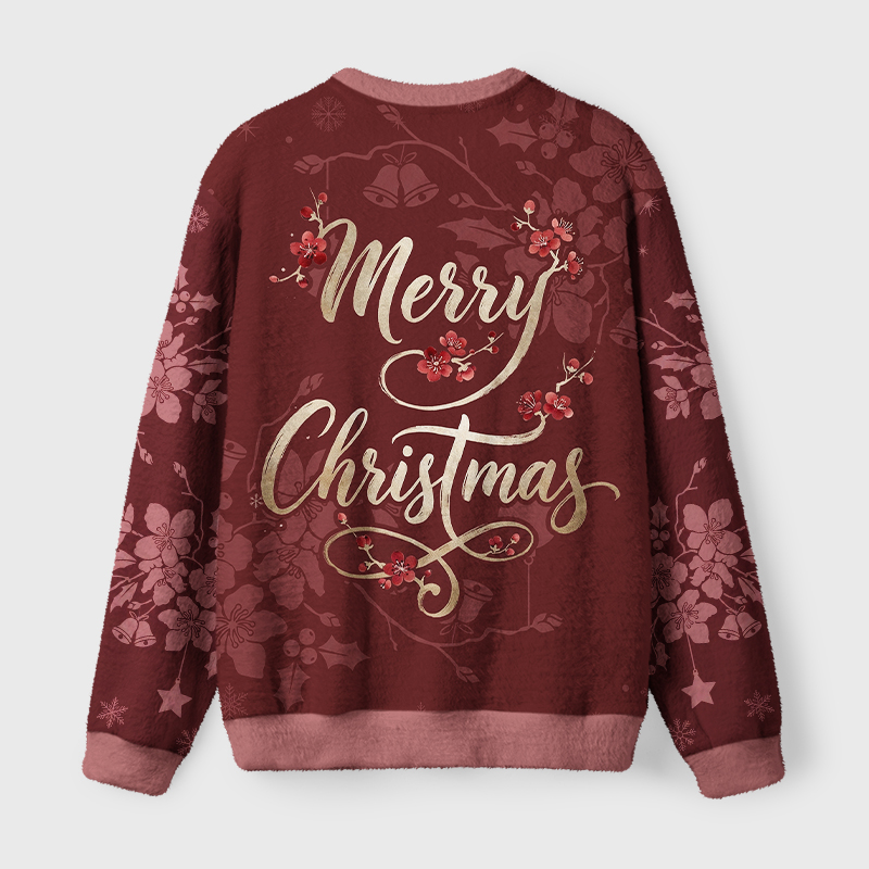 Tokyo-Tiger Winter Plum Resilience Fuzzy Christmas Ugly Sweatshirt