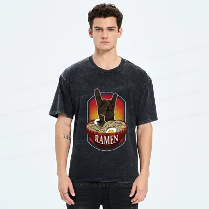 Tokyo-Tiger Ramen Hand Gesture Washed T-Shirt