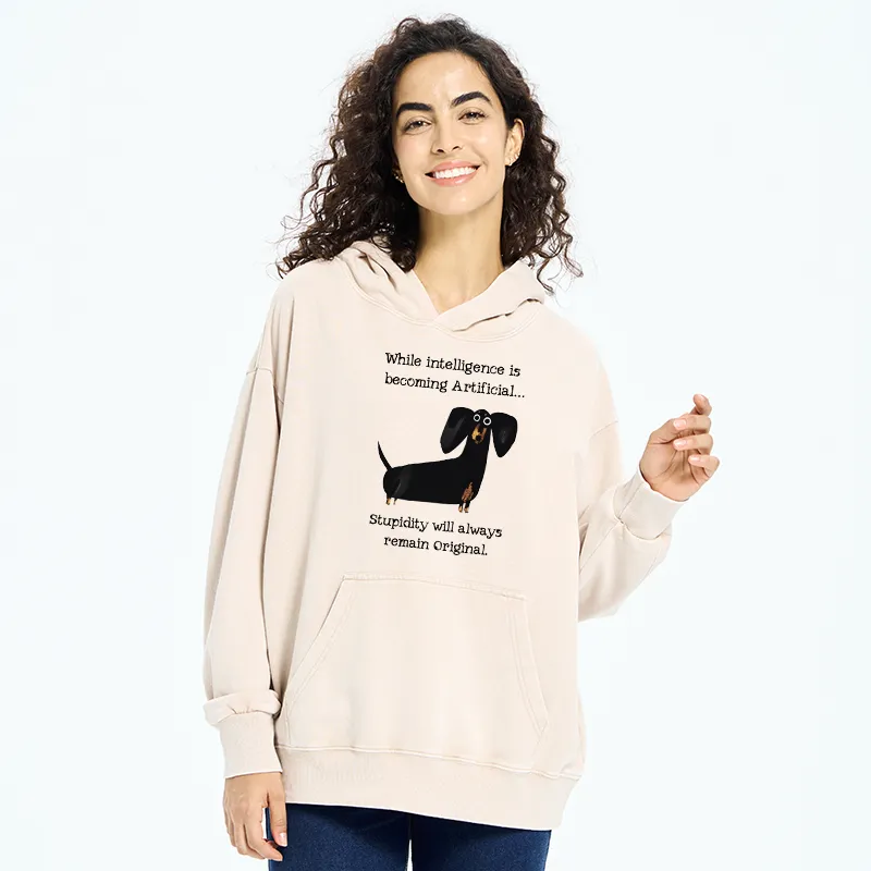 Tokyo-Tiger Dachshund Real Humor Funny Meme Washed Hoodie