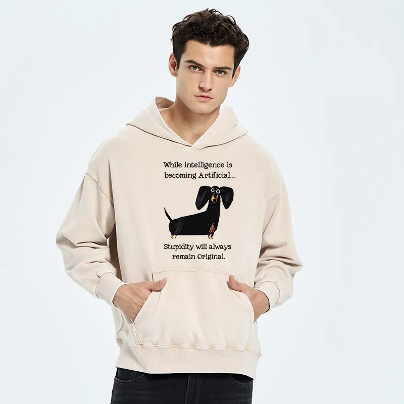 Tokyo-Tiger Dachshund Real Humor Funny Meme Washed Hoodie