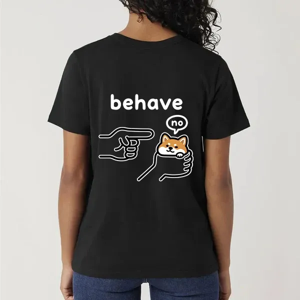 Tokyo-Tiger Funny Shiba Refusing To Behave Front Back Classic T-Shirt