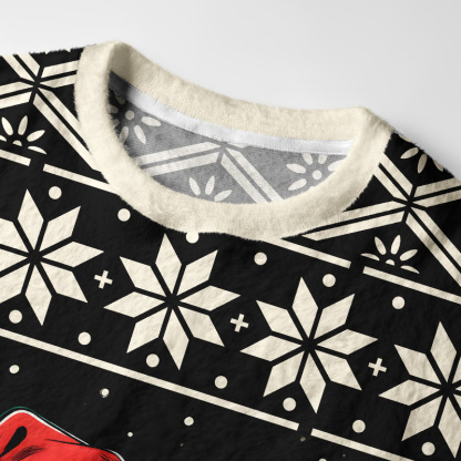 Tokyo-Tiger Christmas Skull Coffee Fuzzy Christmas Ugly Sweatshirt