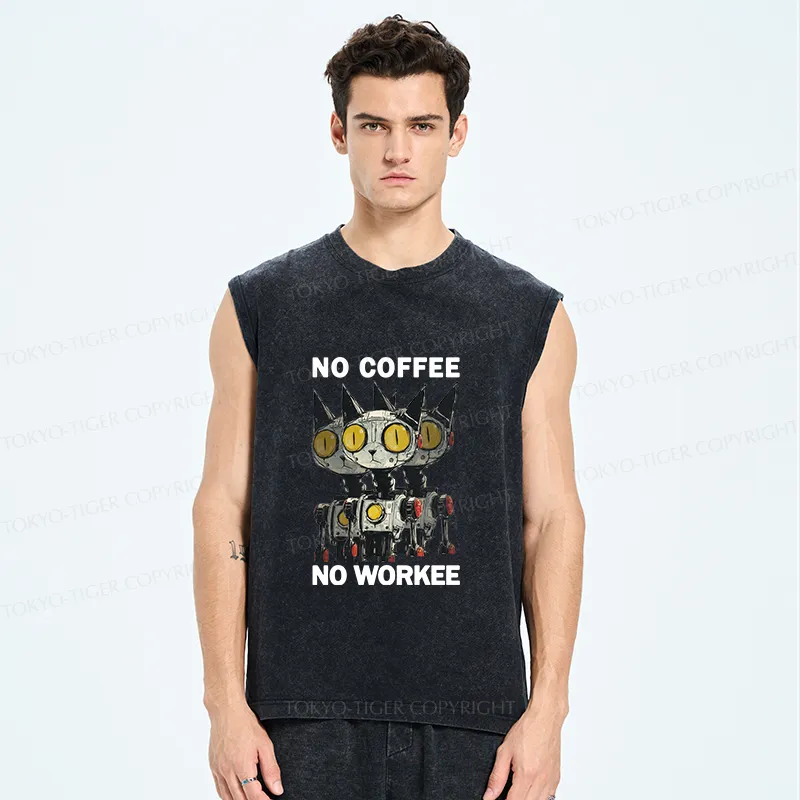 Tokyo-Tiger No Coffee No Workee Washed Tank