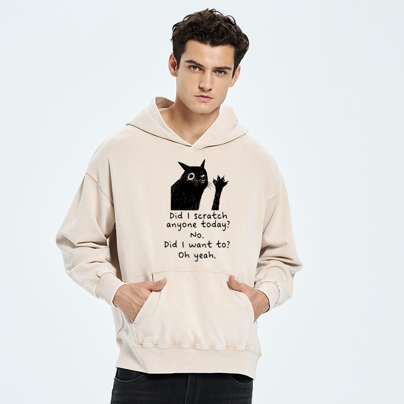Tokyo-Tiger Black Cat Scratches People Washed Hoodie