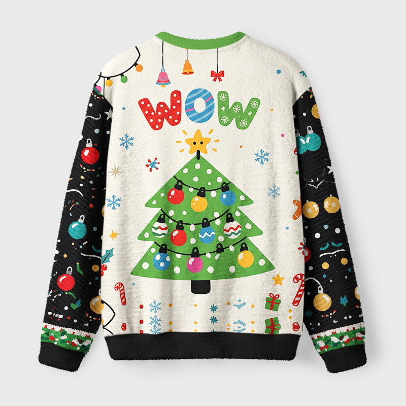 Tokyo-Tiger Christmas Tree Cat Fuzzy Christmas Ugly Sweatshirt