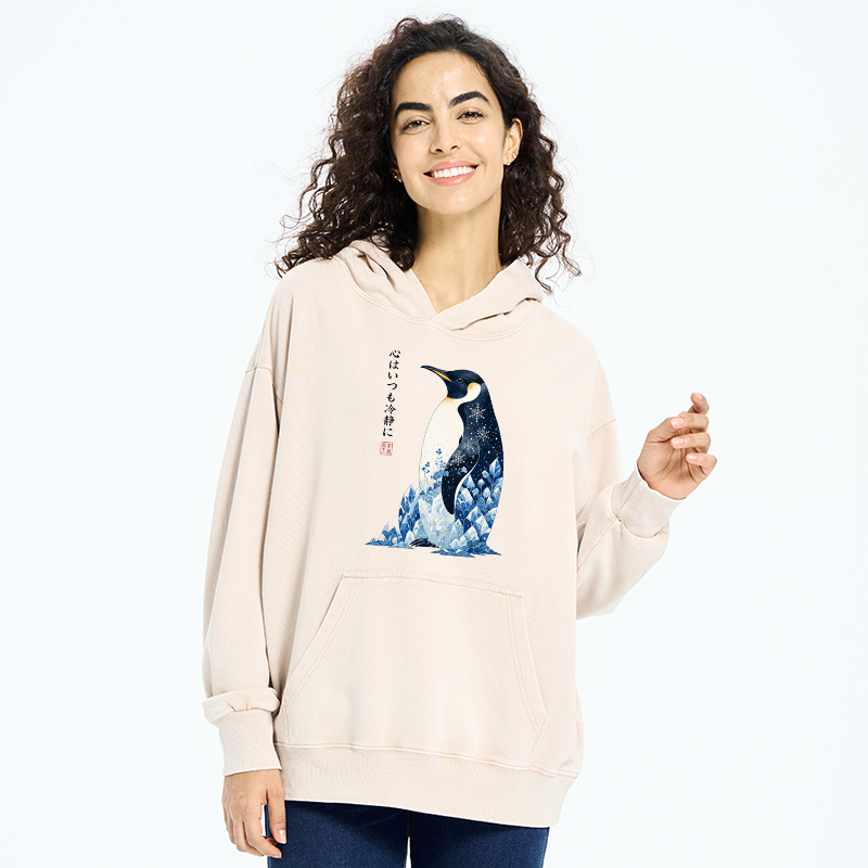 Tokyo-Tiger Keep Calm Penguin Washed Hoodie