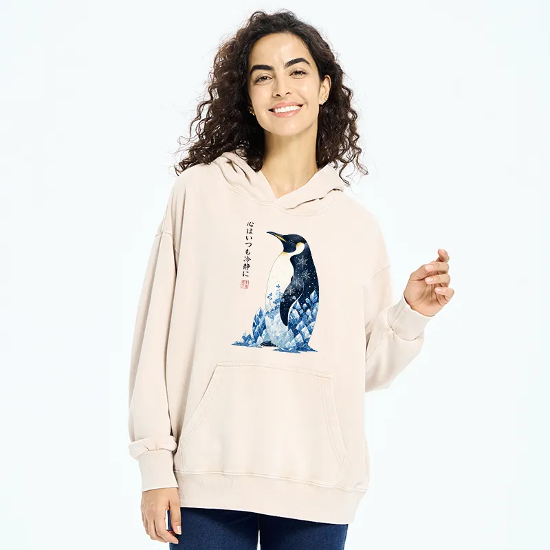 Tokyo-Tiger Keep Calm Penguin Washed Hoodie