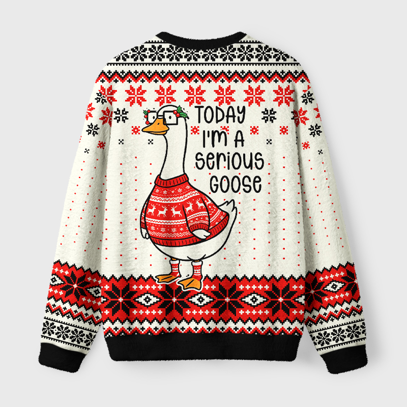 Tokyo-Tiger Serious Goose Fuzzy Christmas Ugly Sweatshirt
