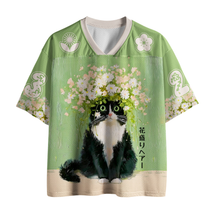 Tokyo-Tiger Flower Crown Cat Mesh Jersey