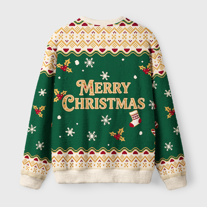 Tokyo-Tiger Gingerbread Man Xmas Holiday Fuzzy Christmas Ugly Sweatshirt