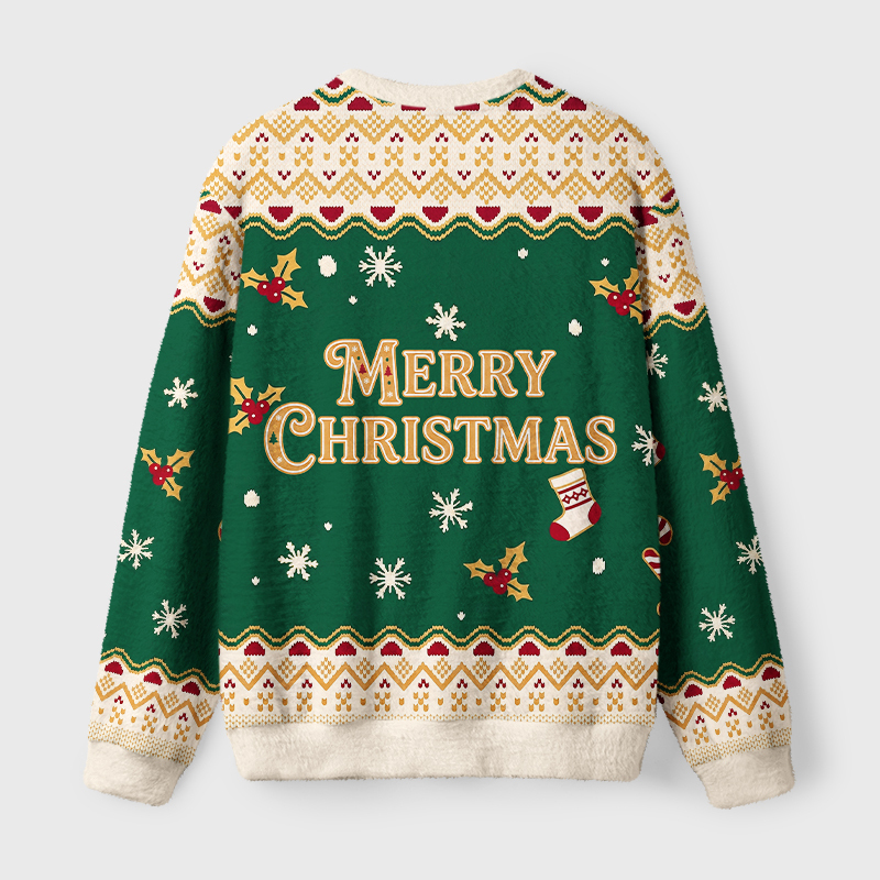 Tokyo-Tiger Gingerbread Man Xmas Holiday Fuzzy Christmas Ugly Sweatshirt