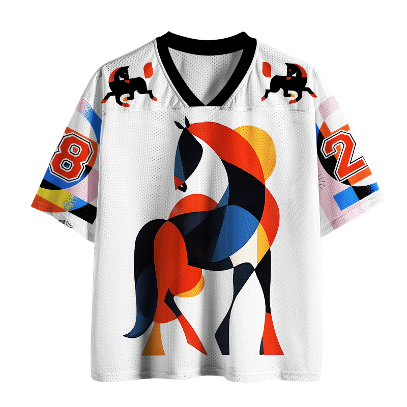 Tokyo-Tiger Abstract Cubism Horse #28 Mesh Jersey
