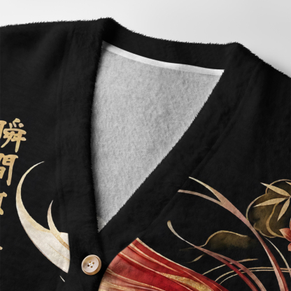Tokyo-Tiger Elegant Koi Fish Watercolor Art Ugly Cardigan Sweater