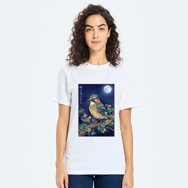 Tokyo-Tiger Moon Bird Floral Retro Art Classic T-Shirt