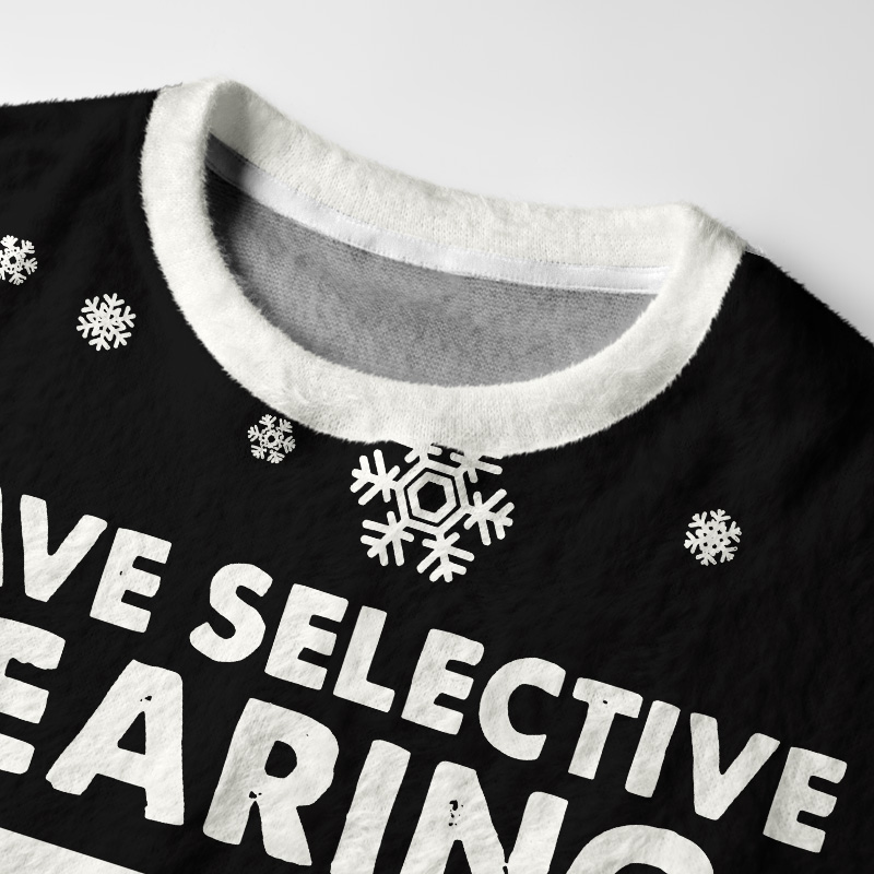 Tokyo-Tiger Selective Hearing Fuzzy Christmas Ugly Sweatshirt
