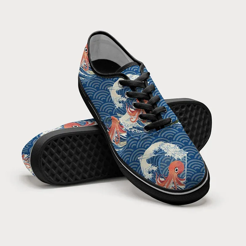 Tokyo-Tiger Great Wave Off Octopus Canvas Shoes