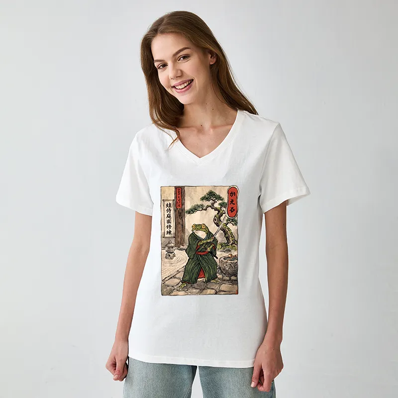 Tokyo-Tiger Samurai Frog Training V-Neck Classic T-Shirt