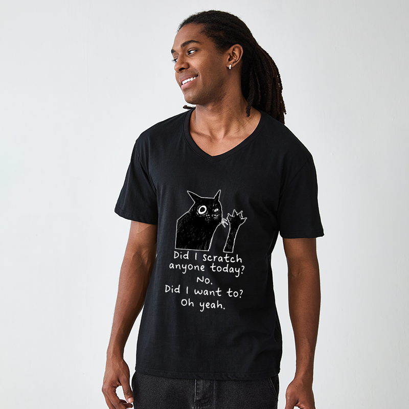 Tokyo-Tiger Black Cat Scratches People V-Neck Classic T-Shirt