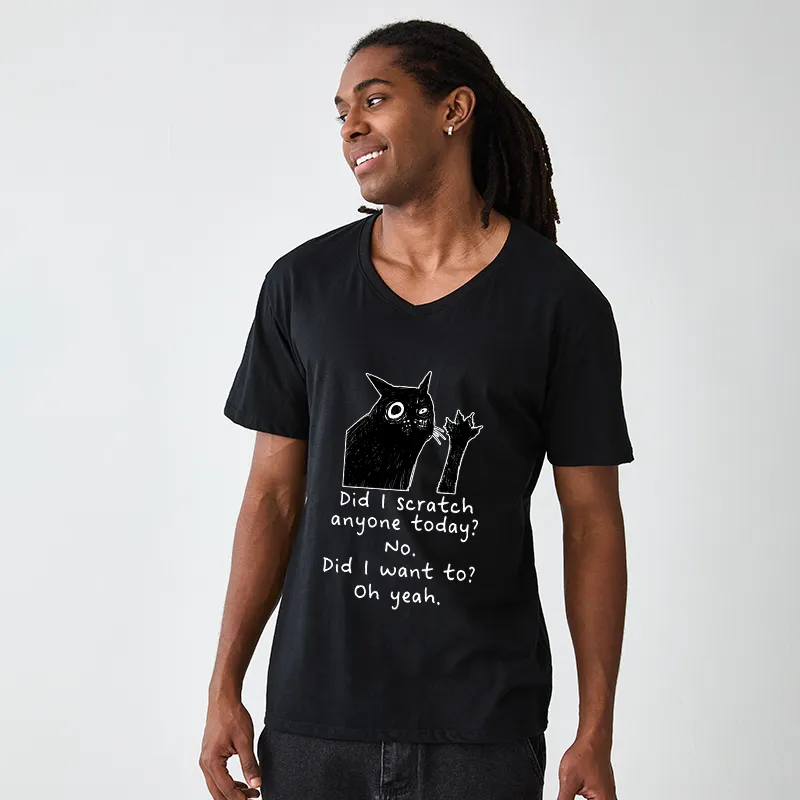 Tokyo-Tiger Black Cat Scratches People V-Neck Classic T-Shirt