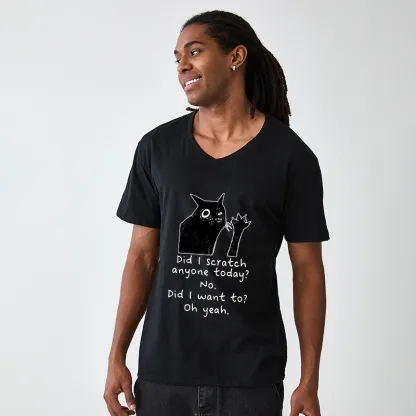 Tokyo-Tiger Black Cat Scratches People V-Neck Classic T-Shirt