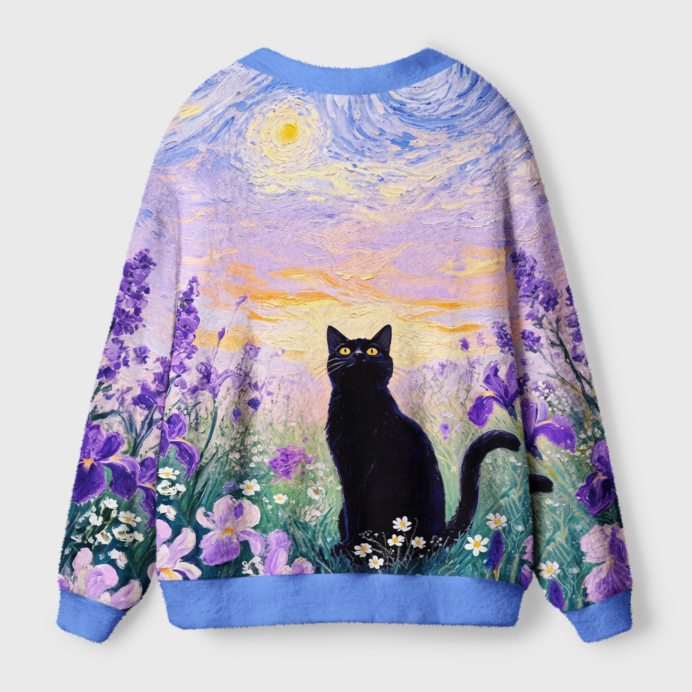 Tokyo-Tiger Van Gogh Starry Night Cat Ugly Cardigan Sweater