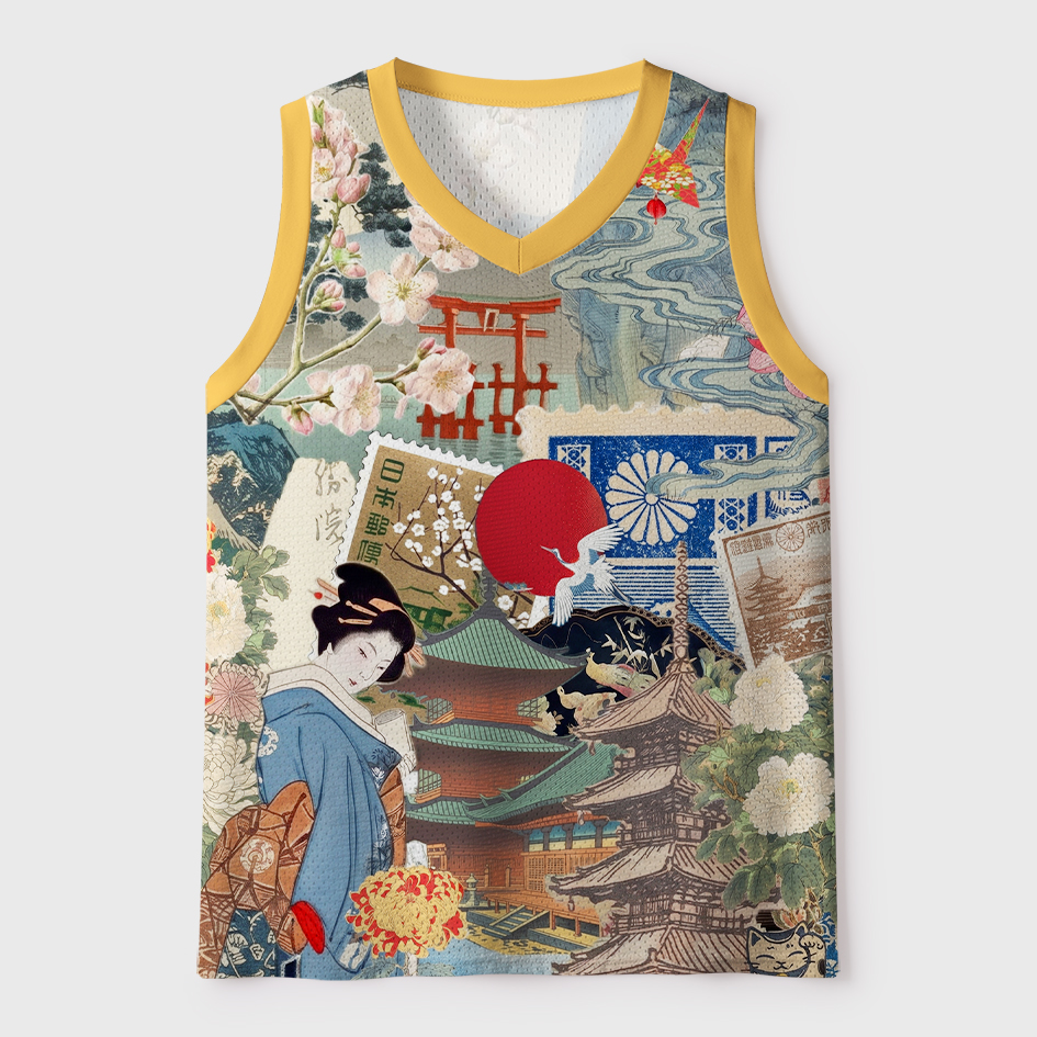 Tokyo-Tiger Vintage Japanese Art Collage Mesh Tank Top