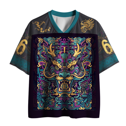 Tokyo-Tiger Traditional Oriental Dragon Ornate Mesh Jersey