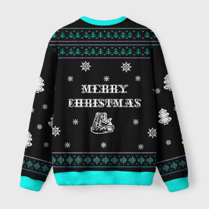 Tokyo-Tiger Funny Frog：Life Is Soup I Am Fork Fuzzy Christmas Ugly Sweatshirt