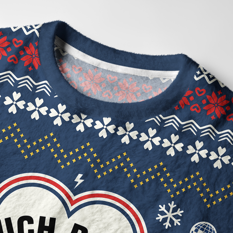Tokyo-Tiger "Much Panic"Retro Fuzzy Christmas Ugly Sweatshirt
