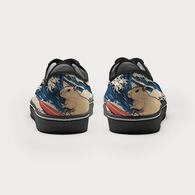 Tokyo-Tiger Funny Capybara Surfing Canvas Shoes