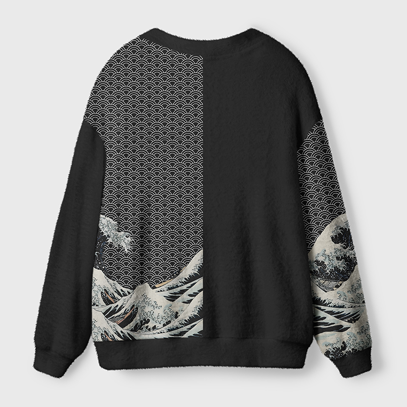 Tokyo-Tiger Tokyo-Tiger Half Of The Wave Ugly Cardigan Sweater