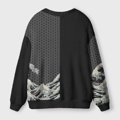 Tokyo-Tiger Tokyo-Tiger Half Of The Wave Ugly Cardigan Sweater
