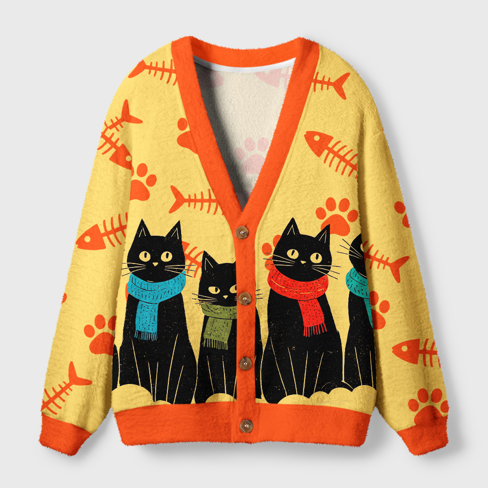 Tokyo-Tiger Cute Scarf Cat Ugly Cardigan Sweater