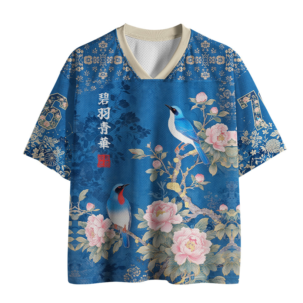 Tokyo-Tiger Japanese Bluebird Peony Mesh Jersey