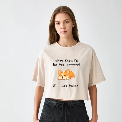 Tokyo-Tiger Funny Short Dog Joke Women's Washed Crop T-Shirt