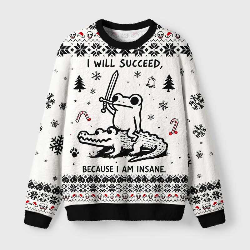 Tokyo-Tiger Warrior Frog Funny Meme Fuzzy Christmas Ugly Sweatshirt
