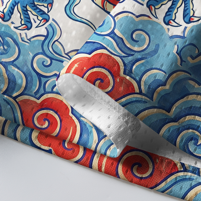 Tokyo-Tiger Traditional Oriental Dragon Cloud Mesh Jersey