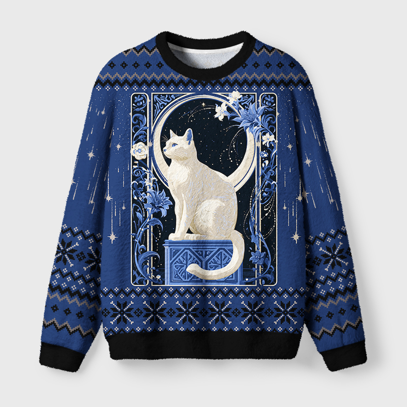 Tokyo-Tiger Lunar Cat Fuzzy Christmas Ugly Sweatshirt