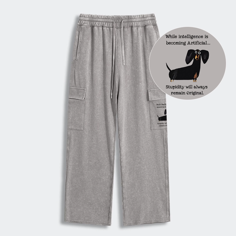 Tokyo-Tiger Dachshund Real Humor Funny Meme Washed Utility Sweatpants